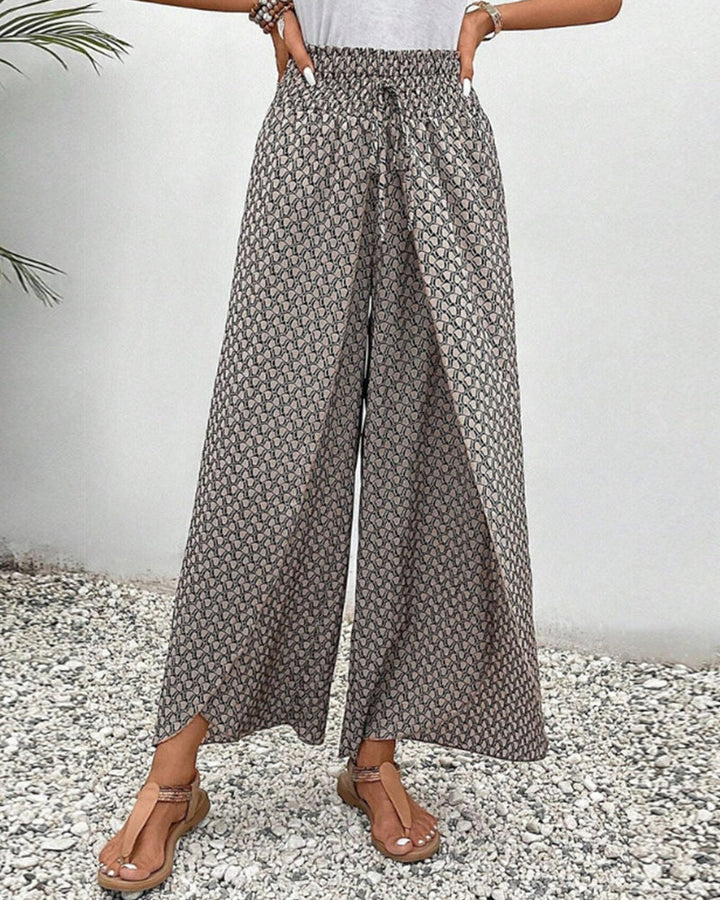 Verkürzte Hose Mit Weitem Bein Für Damen | Bedruckt