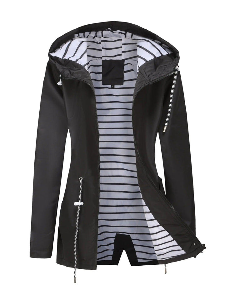 Damen Regen Jacke | Gestreiftes Innenfutter