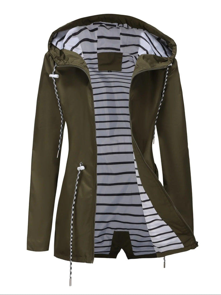 Damen Regen Jacke | Gestreiftes Innenfutter