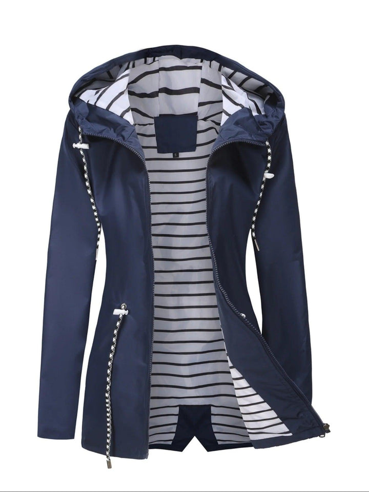 Damen Regen Jacke | Gestreiftes Innenfutter