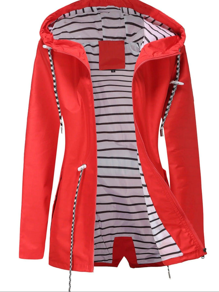 Damen Regen Jacke | Gestreiftes Innenfutter