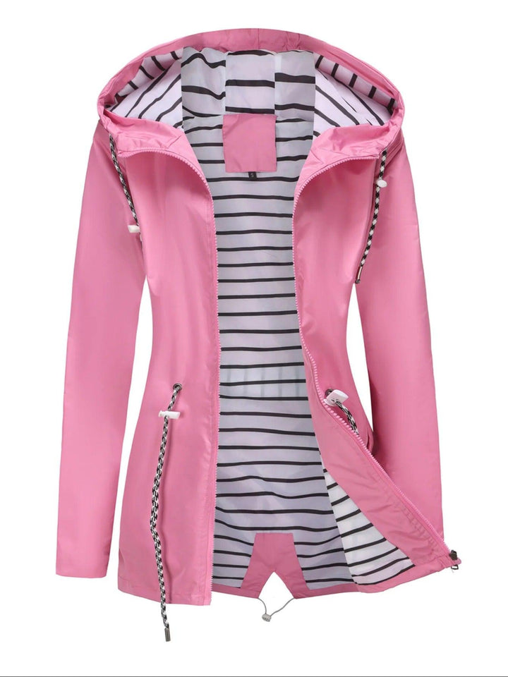 Damen Regen Jacke | Gestreiftes Innenfutter