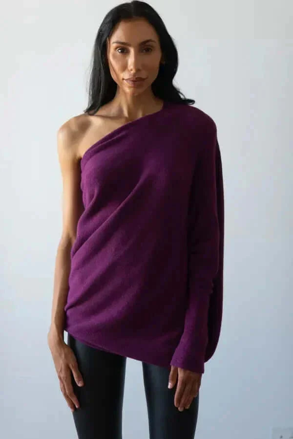 Damen Asymmetrisch Pullover | Langärmeliger