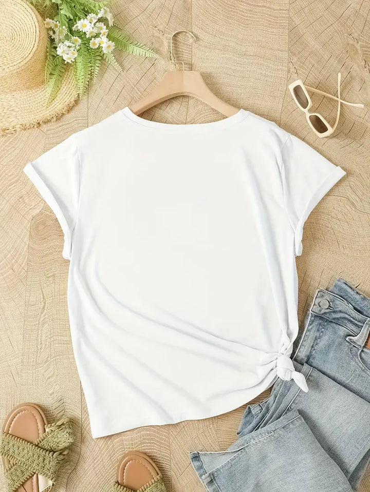 Damen T-Shirt mit Blumenmuster | Weiß