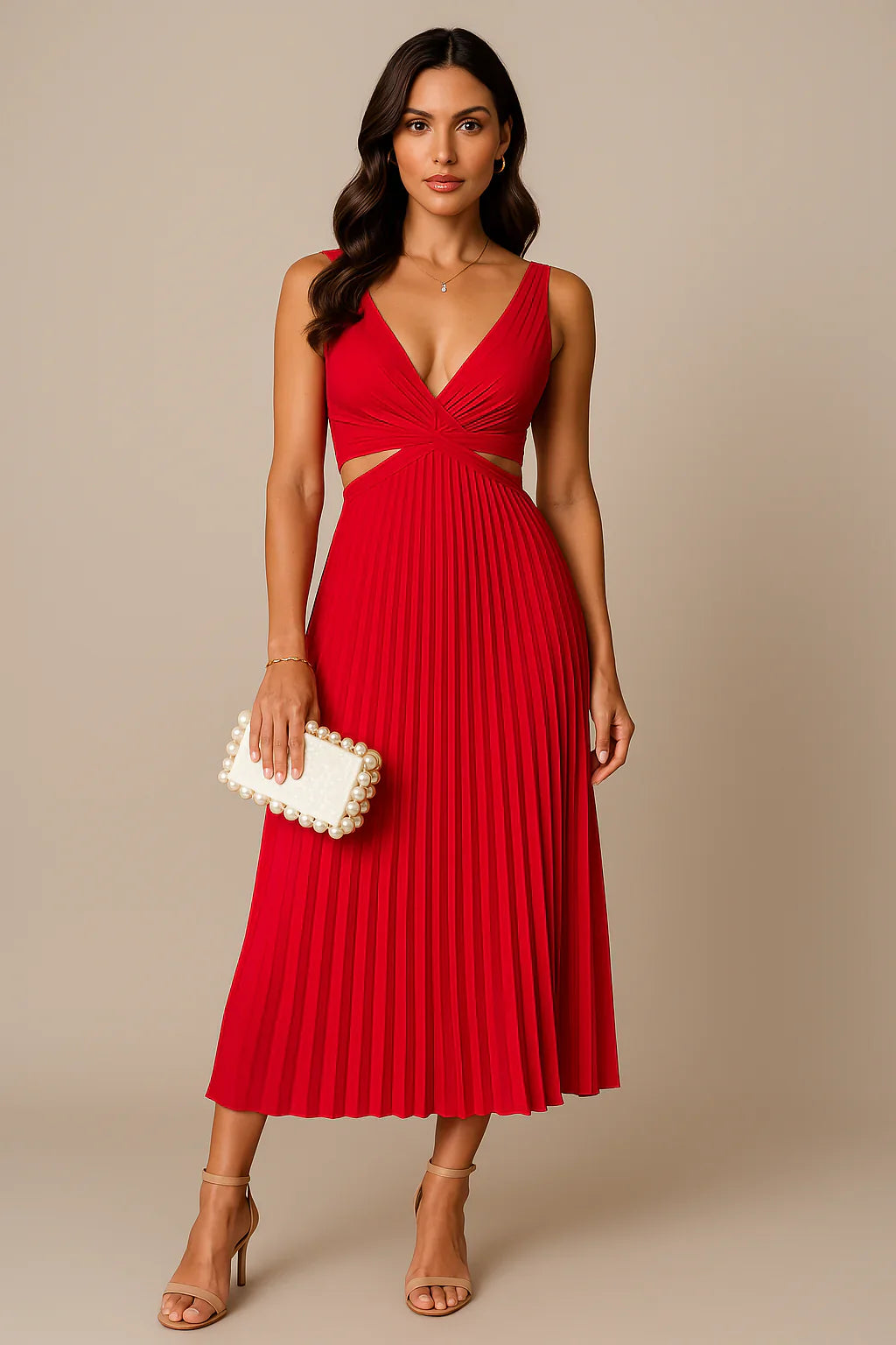 Elegantes Abendkleid Mit Plissee Für Damen | Midi