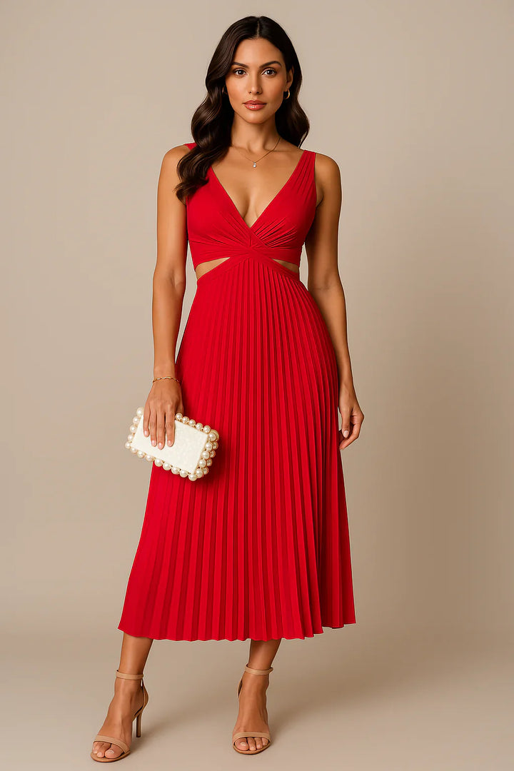 Elegantes Abendkleid Mit Plissee Für Damen | Midi