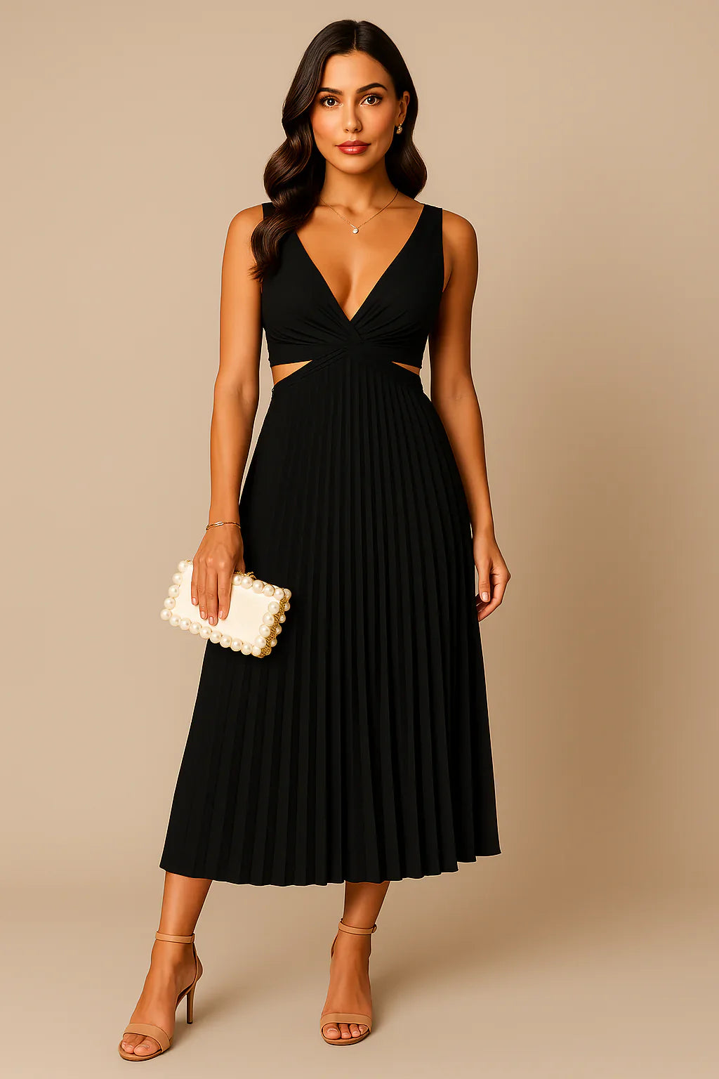 Elegantes Abendkleid Mit Plissee Für Damen | Midi