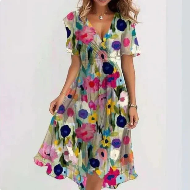 Vintage Wickelkleid Mit V Ausschnitt Für Damen | Midi
