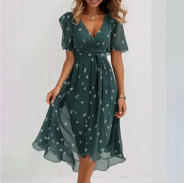 Vintage Wickelkleid Mit V Ausschnitt Für Damen | Midi