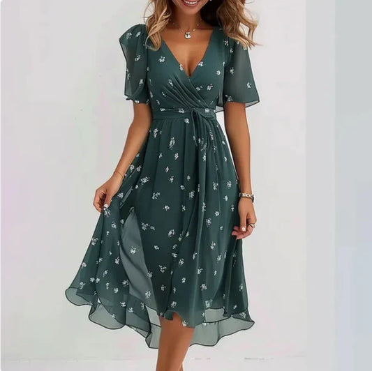 Vintage Wickelkleid Mit V Ausschnitt Für Damen | Midi