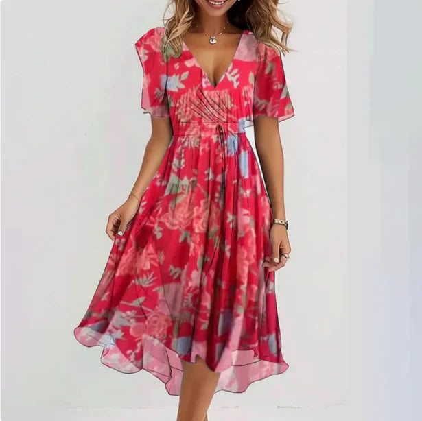 Vintage Wickelkleid Mit V Ausschnitt Für Damen | Midi