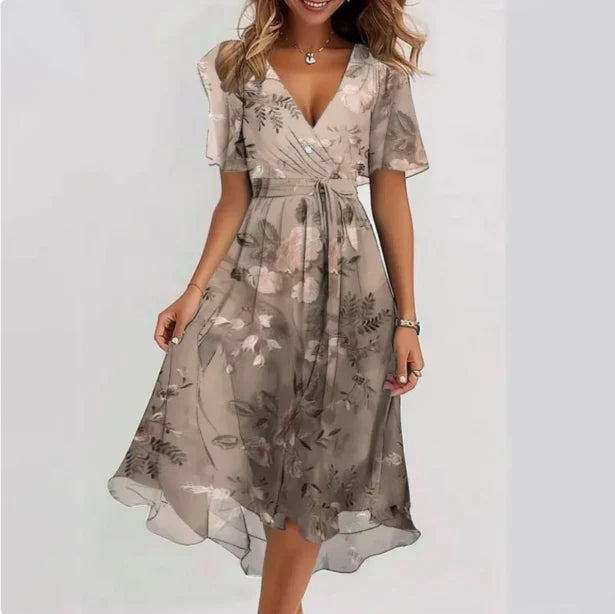 Vintage Wickelkleid Mit V Ausschnitt Für Damen | Midi