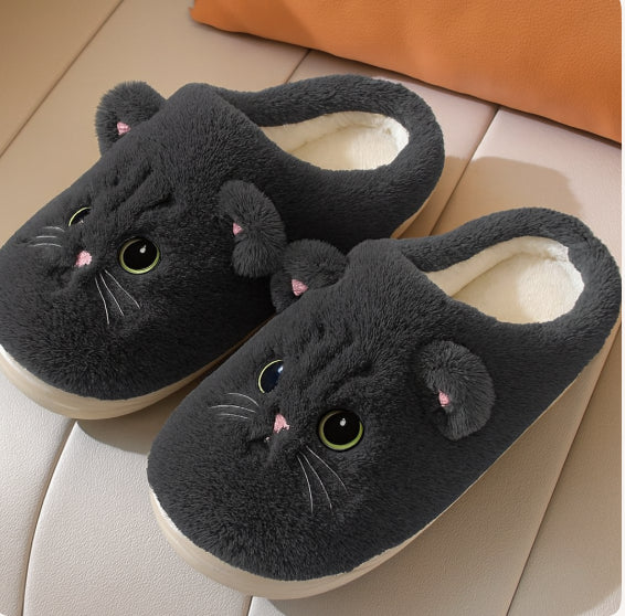 Damen Schnurrhaar Katze Gesicht Hausschuhe | Schlupf