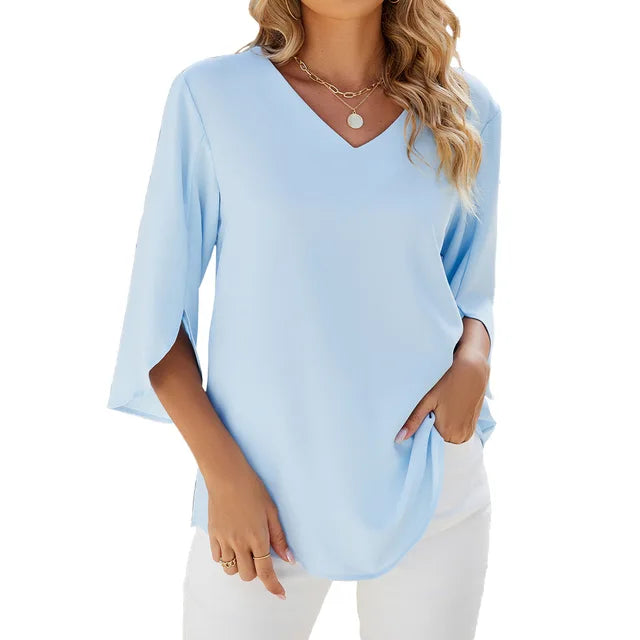 Damen Elegante V-Ausschnitt Bluse | Lässig