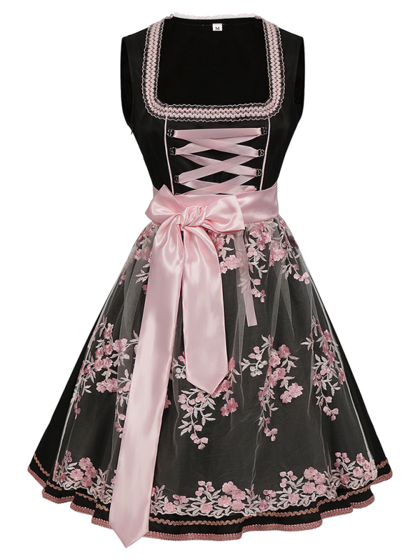 Damen Blumenmuster Schwarz Oktoberfest Tracht