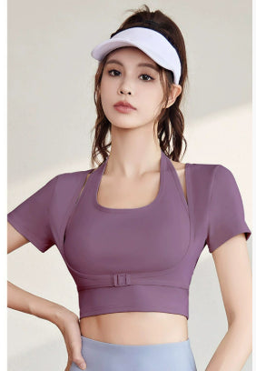 Damen Sport Cropped Top | Kurzarm