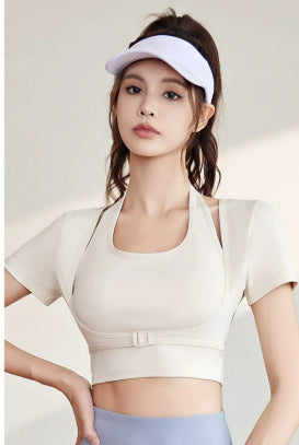 Damen Sport Cropped Top | Kurzarm