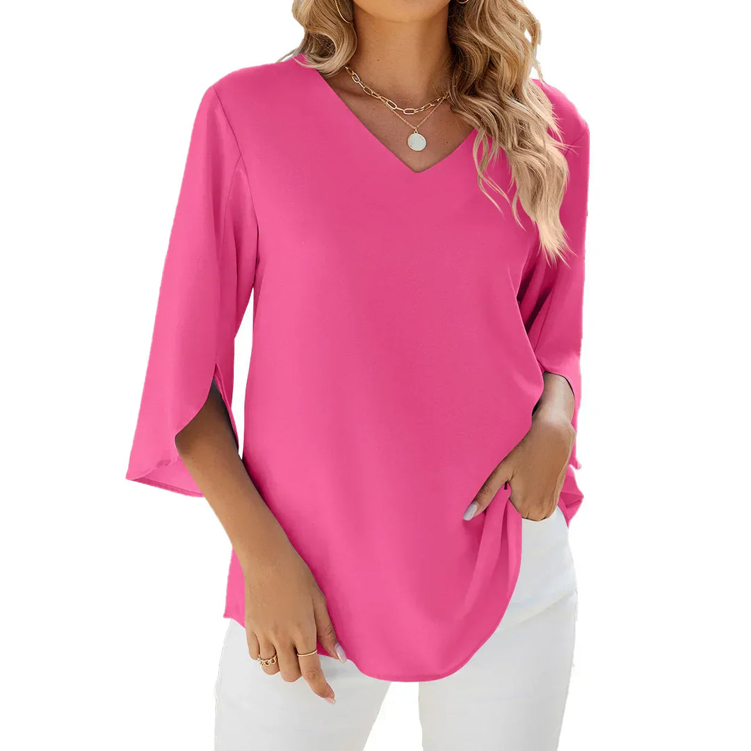 Damen Elegante V-Ausschnitt Bluse | Lässig