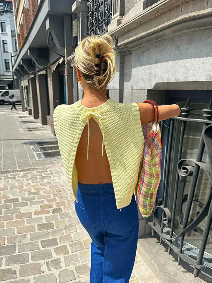 Damen Gestricktes Sommer Oberteil | Ärmellose