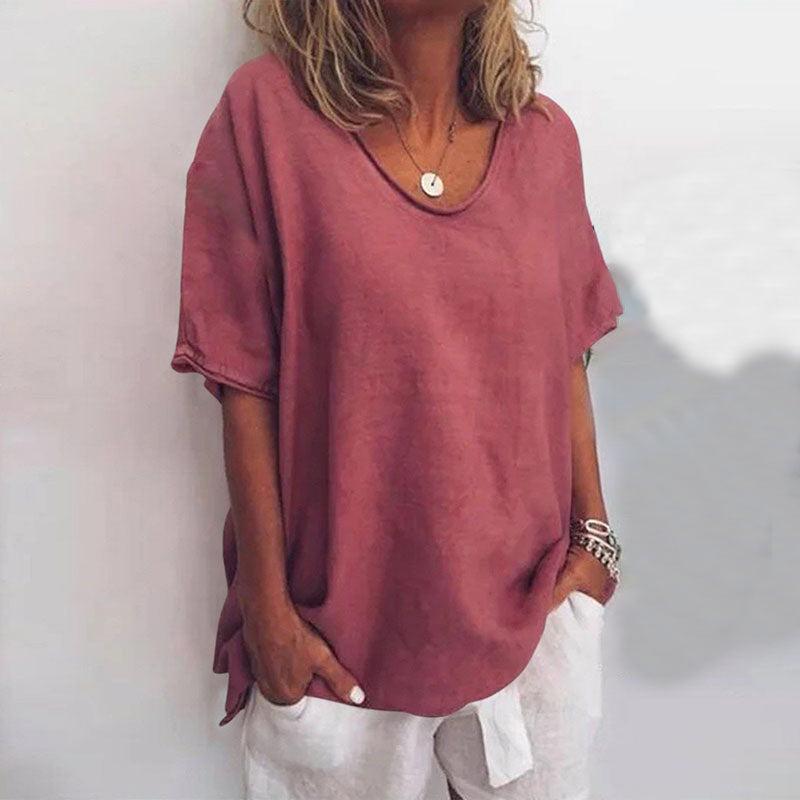 Locker Sitzende Sommerbluse Für Damen | Kurzarm