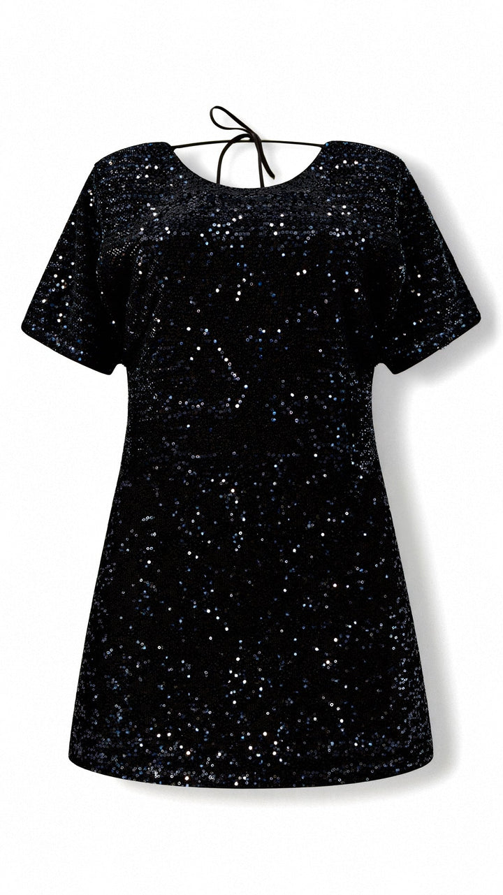 Damen Shift Paillettenkleid | Mini
