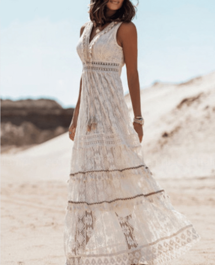 Boho Spitzenkleid Für Damen | Maxi