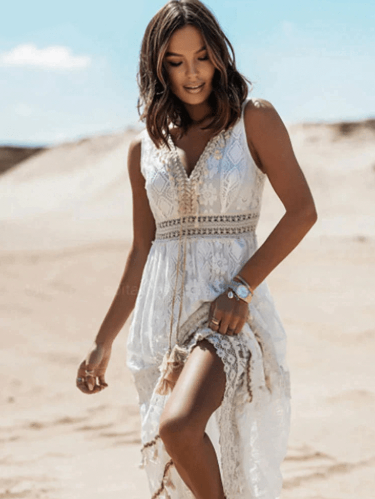 Boho Spitzenkleid Für Damen | Maxi