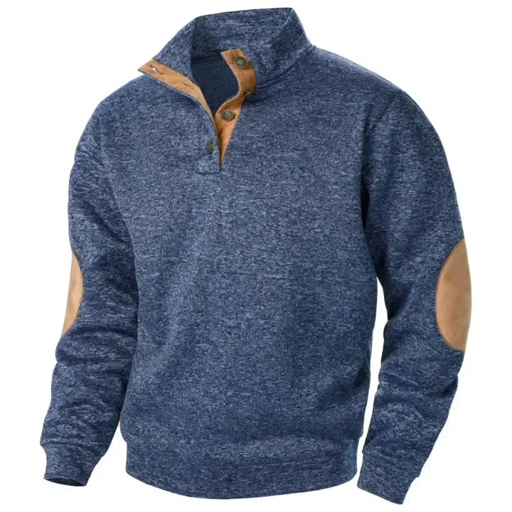 Herren Pullover Mit Knopfverschluss | Ellbogenpatches
