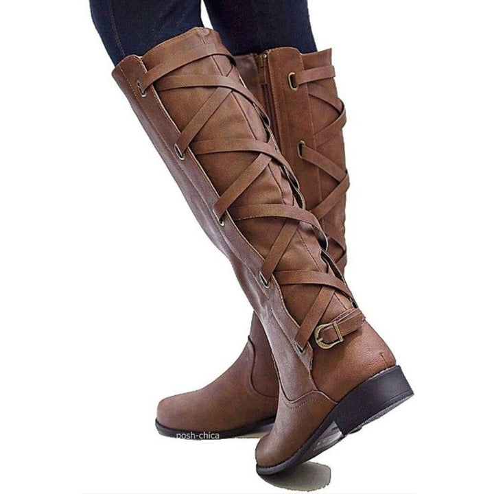 Kniehoch Winterstiefel Damen | Riemchen