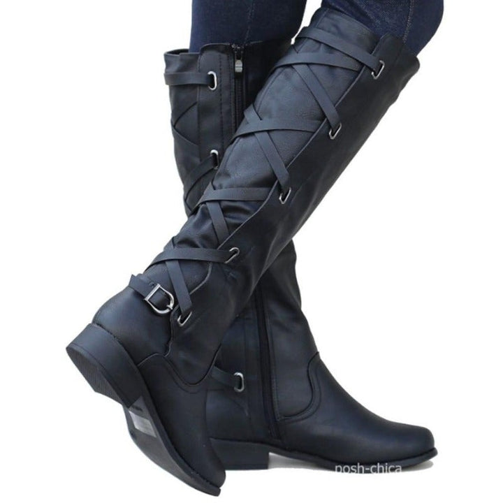 Kniehoch Winterstiefel Damen | Riemchen