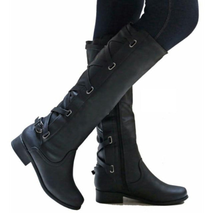 Kniehoch Winterstiefel Damen | Riemchen