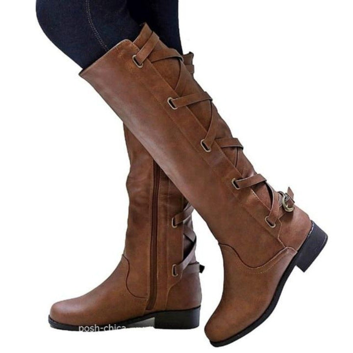 Kniehoch Winterstiefel Damen | Riemchen
