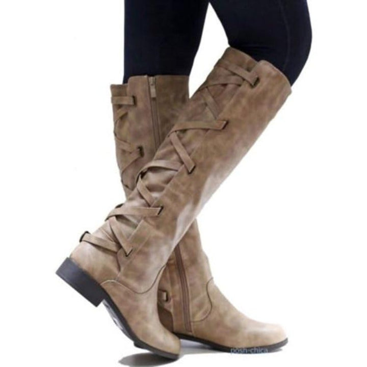 Kniehoch Winterstiefel Damen | Riemchen
