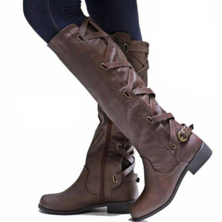 Kniehoch Winterstiefel Damen | Riemchen