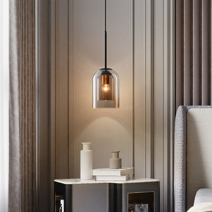 Modernes Glas-Design GlanzZeit Pendelleuchte – moderne transparente Glaslampe in minimalistischer Optik.