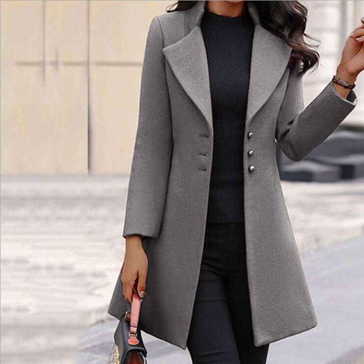 Damen Eleganter langer Blazer-Mantel | Schlanke Passform