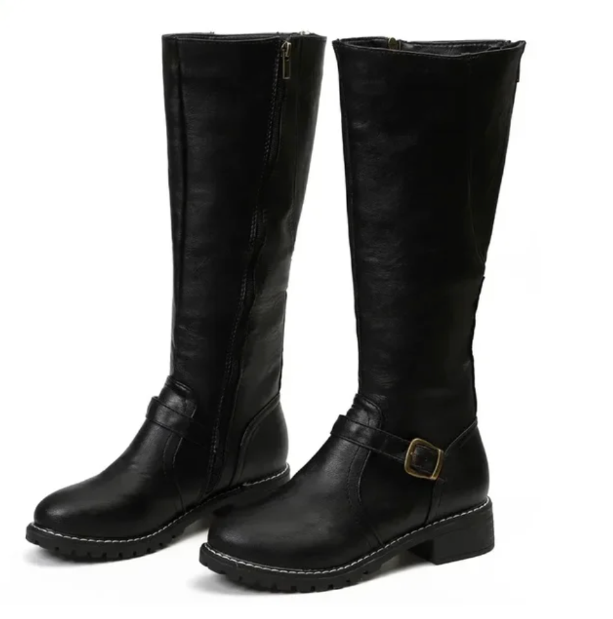 Niedriger Blockabsatz Winterstiefel Damen | Kniehoch