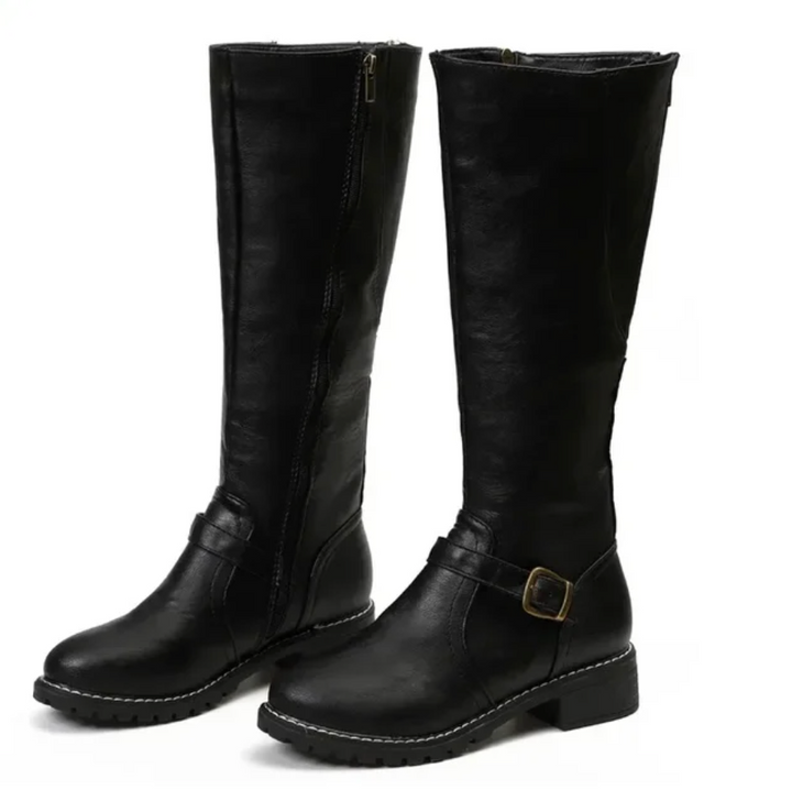 Niedriger Blockabsatz Winterstiefel Damen | Kniehoch