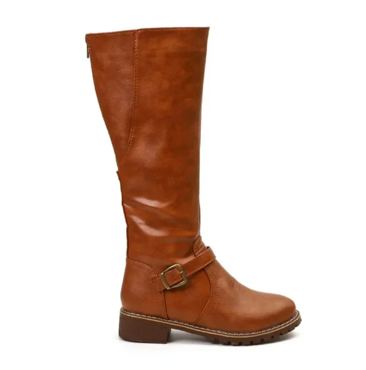 Niedriger Blockabsatz Winterstiefel Damen | Kniehoch