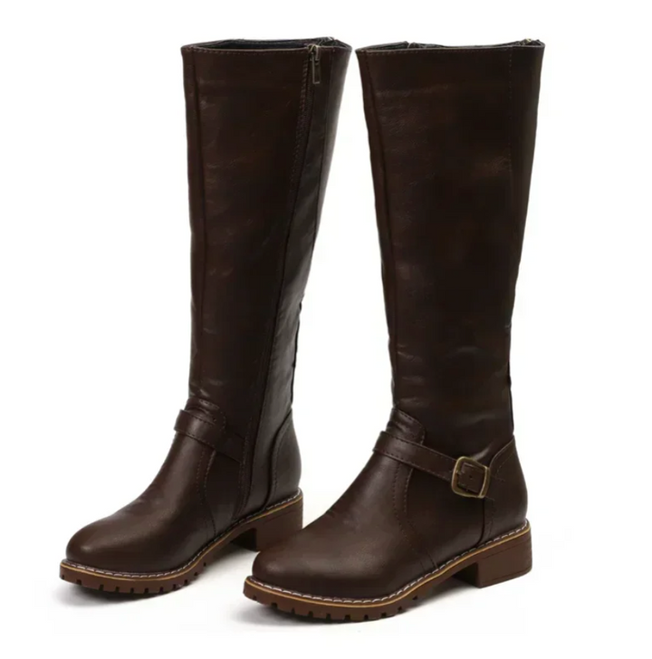 Niedriger Blockabsatz Winterstiefel Damen | Kniehoch