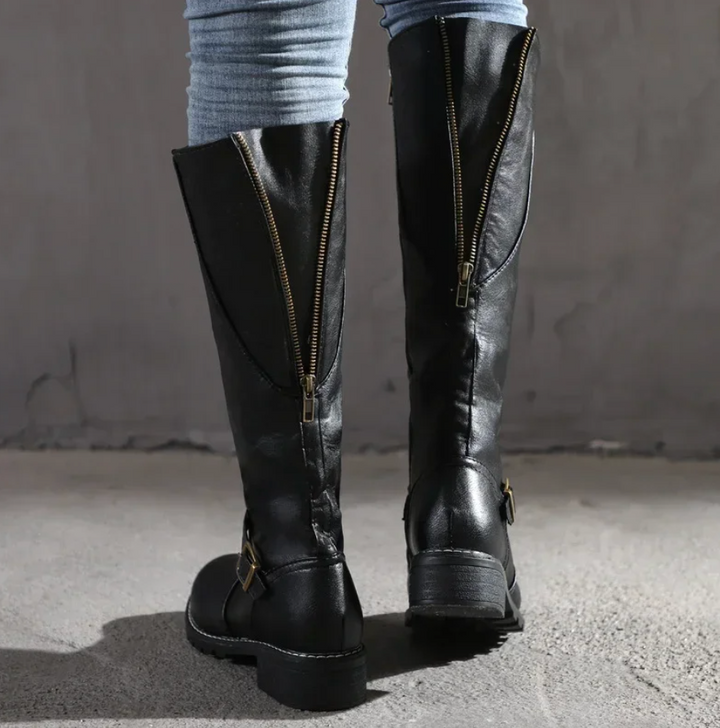 Niedriger Blockabsatz Winterstiefel Damen | Kniehoch