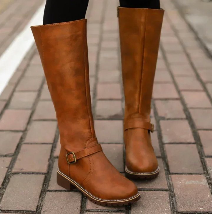 Niedriger Blockabsatz Winterstiefel Damen | Kniehoch