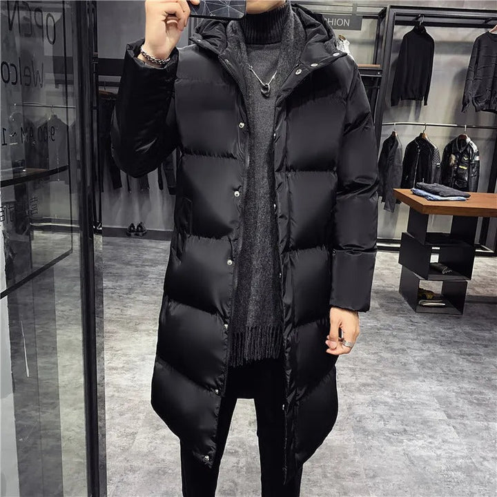 Schwarze Pufferjacke für Herren | Lang