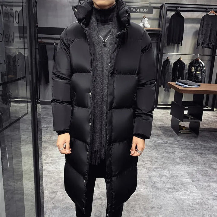 Schwarze Pufferjacke für Herren | Lang
