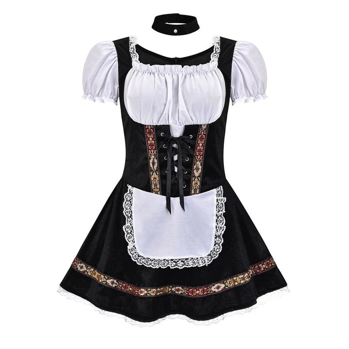 Damen Traditionell Kurze Ärmel Oktoberfest Dirndl Kleid