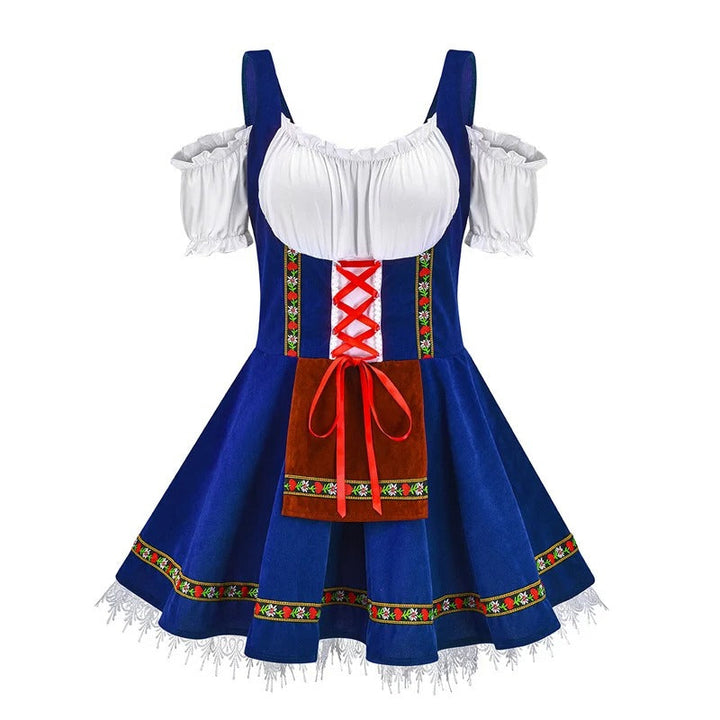 Damen Traditionell Kurze Ärmel Oktoberfest Dirndl Kleid