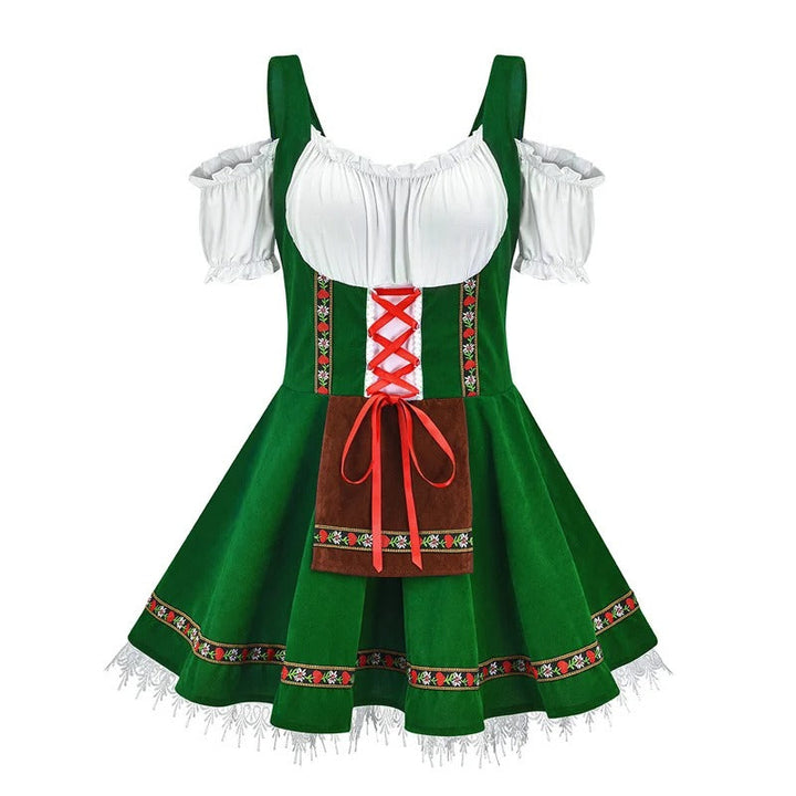 Damen Traditionell Kurze Ärmel Oktoberfest Dirndl Kleid