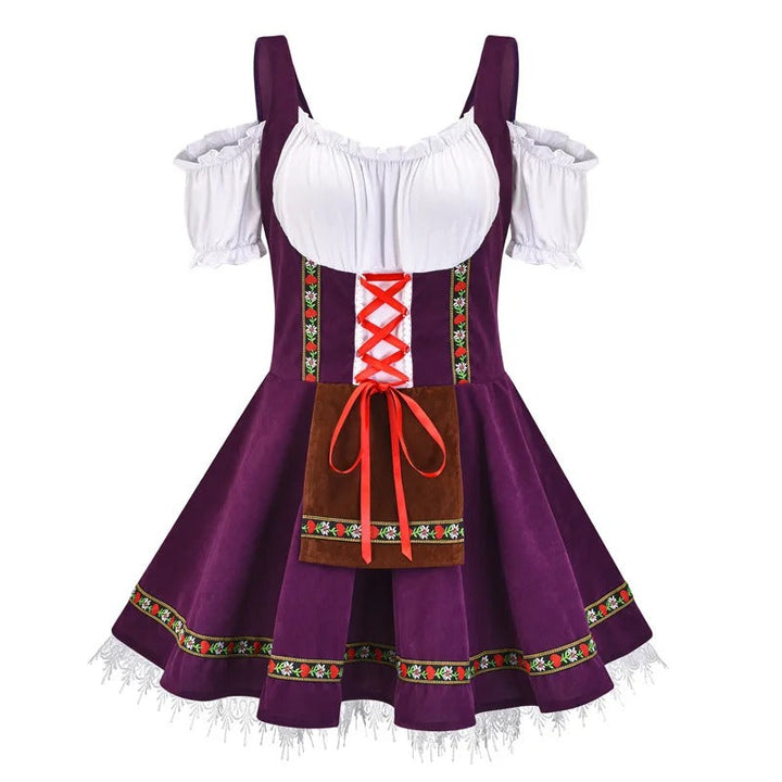 Damen Traditionell Kurze Ärmel Oktoberfest Dirndl Kleid