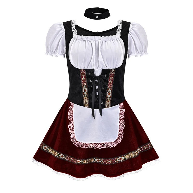 Damen Traditionell Kurze Ärmel Oktoberfest Dirndl Kleid