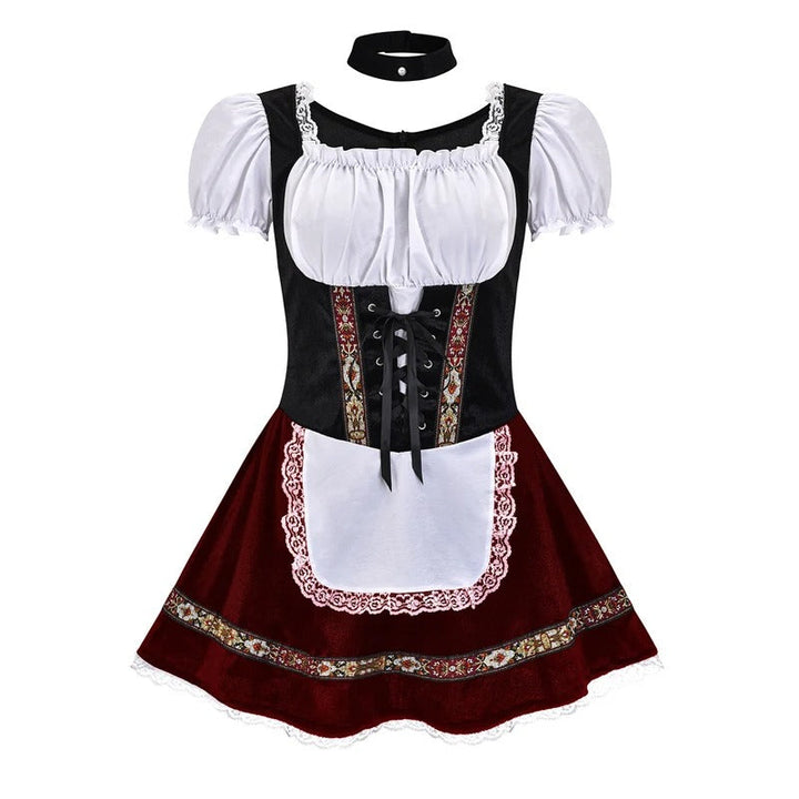 Damen Traditionell Kurze Ärmel Oktoberfest Dirndl Kleid